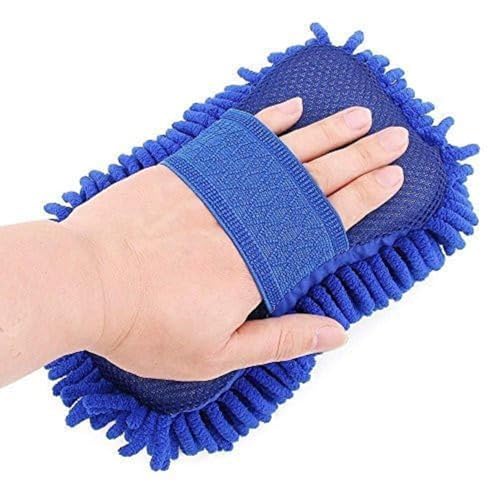 Image of 2-in-1 Chenille Hand Duster with Microfiber Mitt & Sponge - Soft Grip Handle, Car & Home Cleaning Tool for Dusting Dashboards, Furniture, Electronics & Interior Surfaces-Multicolor-1 pcs