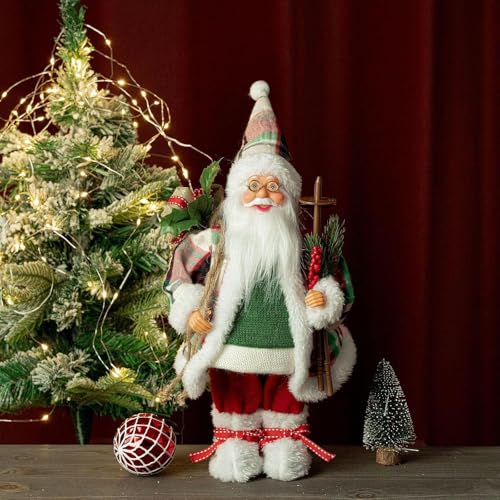 Objet de collection Père Noël de table, figurine en peluche traditionnelle