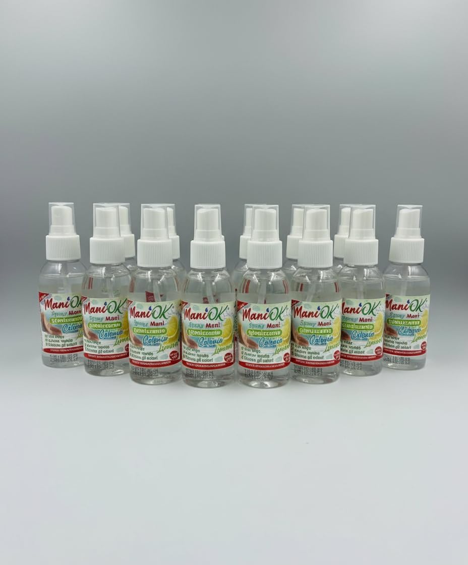Set 12 Flaconi Spray Igienizzante Mani, Profumazioni Lavanda o Limone, Formula con Alcol, Dermatologicamente Testato, per Casa, Ufficio, Scuola, Viaggio (Limone)