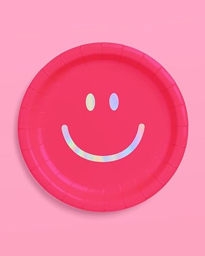 Miniatura 6 de xo, Fetti Platos de papel de cara sonriente  25 unidades, 9 pulgadas  Suministros para fiesta de cumpleaños, decoraciones de despedida de soltera,