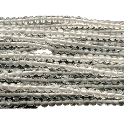 Cuentas redondas lisas de cuarzo cristalino de 3 mm, cuentas lisas de cuarzo cristalino, bolas de cuarzo de cristal natural blanco transparente para joyería (1ª a 5ª opciones) 1 hebra