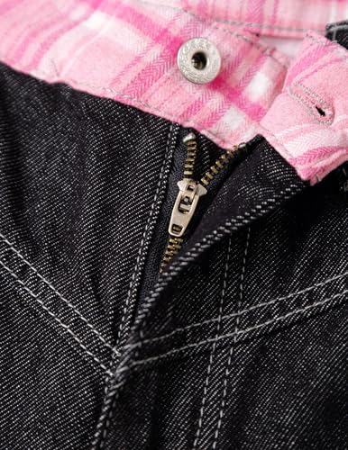 Aelfric Eden Plaid Baggy Barrel Jeans Wide Leg Pants for Women Men Casual Lantern Unisex Streetwear Y2K Loose Denim Jeans4