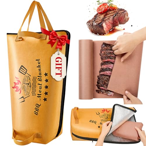 Image of 21in BBQ Blanket for Resting Meat with Butcher Paper Roll, Insulated Bag for Turkey /Beef /Brisket /Pork Shoulder, Kitchen /Party /Picnic /Camping Accessories, Anniversary Birthday Gift for Men