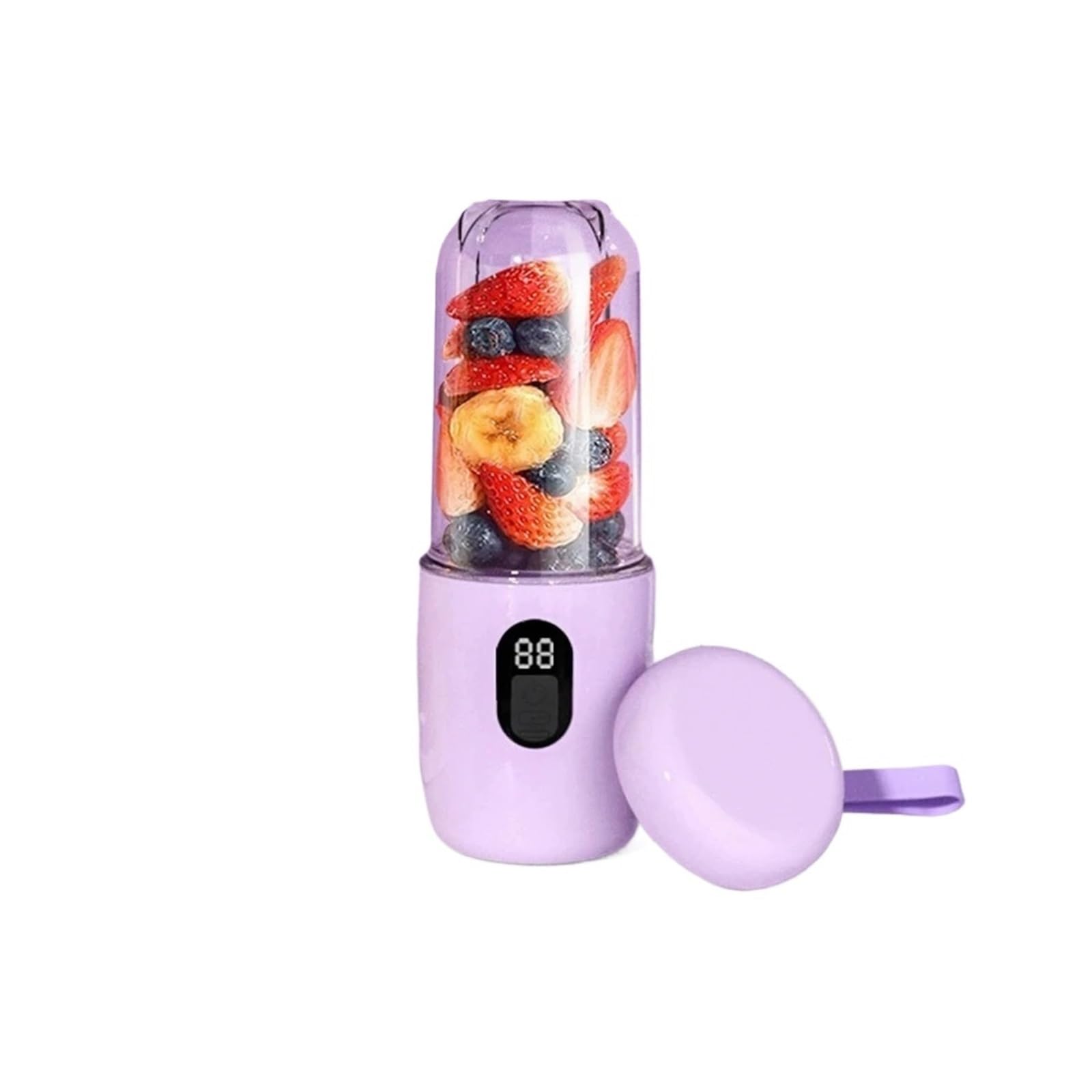 Licuadora portátil de 500 ml con tapa, recargable, inalámbrica, exprimidor naranjas, 16 cuchillas acero inoxidable, USB, for batidos, verduras y frutas(WHITE)