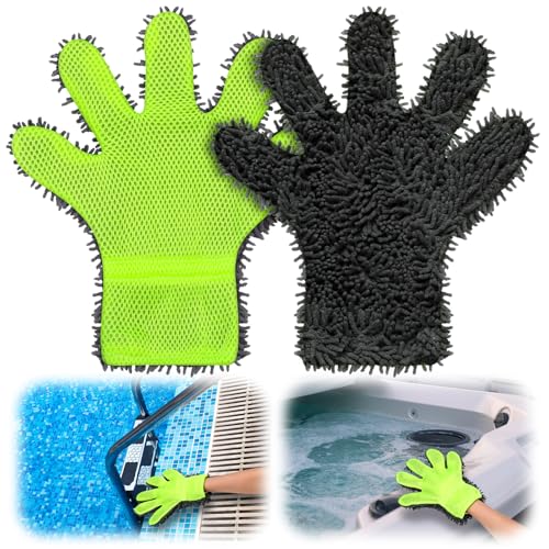 Hushee Pool Cleaning Gloves (2 Pcs) for Spa, Hot Tub, Stains