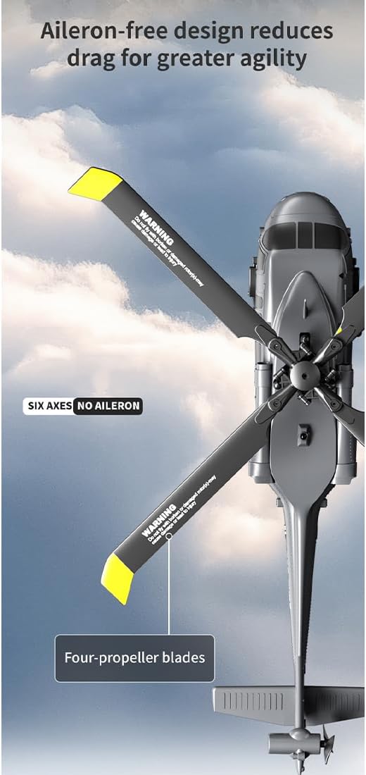 UH-60 Blackk Hawkk Remote Control Helicopter, 2.4G 5CH Flybarless RC Helicopter Aircraft with Barometric Altitude Hold/Optical Flow Positioning/One-Key InvertGift, Gift -RTF