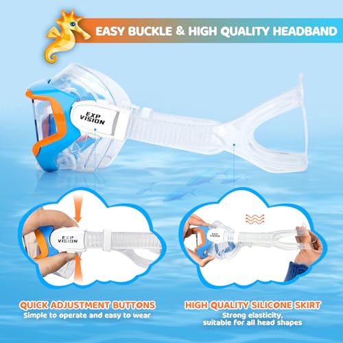 Exp Vision Kids Swim Mask - 180° Anti-Fog Swim Goggles For Child Snorkeling Diving Mask Leak-Proof Kids Goggles With Nose Cover For Youth Boys & Girls Ages 4-14 thumb #4