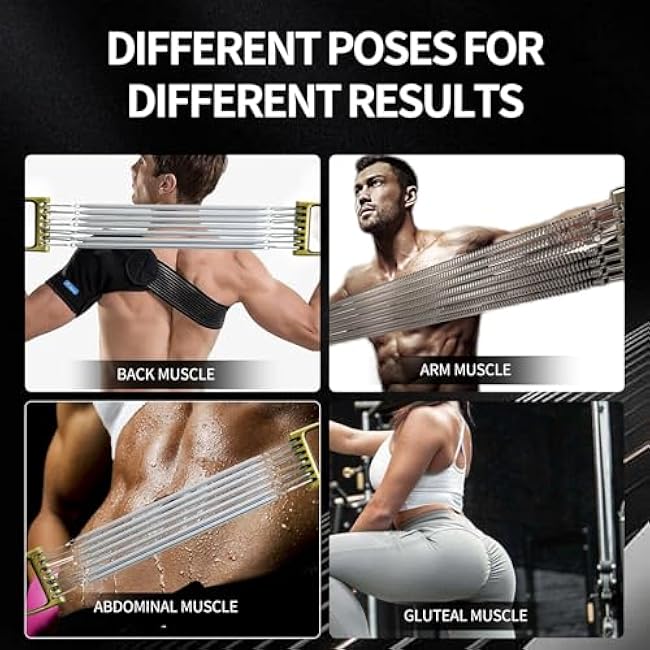 Chest Expander for Men 7 Spring Adjustable, Chest Expander with Aluminum Handle Band, Strength Trainer for Home Office Gym Muscle Training Exerciser