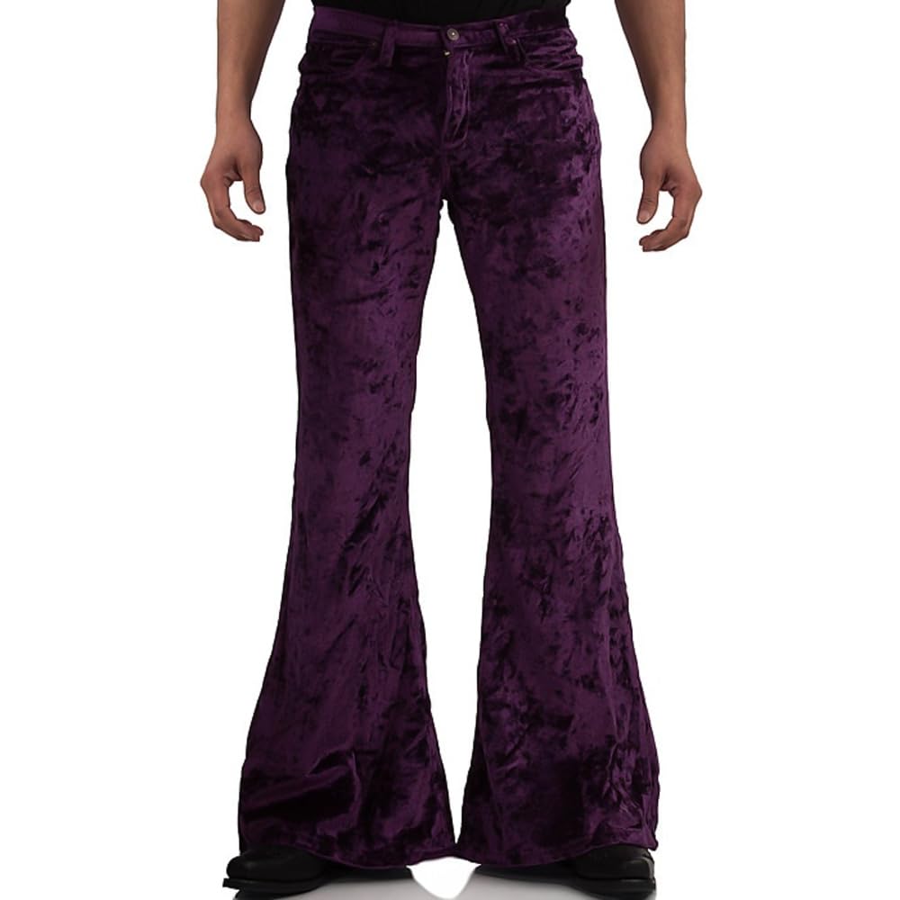 EVEDESIGN Mens Bell Bottom Velvet Pants 60s 70s Disco Outfits for Men Vintage Flared Jeans