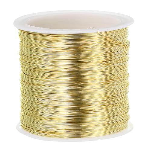 PATIKIL 28 Gauge Jewelry Wire 328 Feet/100M Pure Copper Jewelry Beading Wire Soft Metal Plant Stem Ties for Craft Gold Tone (0.012)