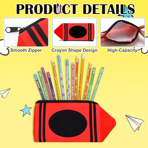 Image of Sherr 12 Pcs Back to School Crayon Pencil Pouch Case Crayon Shaped Bag with Zipper Teacher Appreciation Gifts Colorful Stationery Storage Bag for Teacher Rewards Supplies