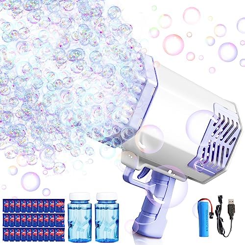 Bubble Machine Gun, Bubbles Kids Toys for Toddlers Boys Girls Age 3 4 5 6 7 8 9 10 11 12 Years Old, Fun Easter Gifts for Children Adult Birthday Wedding Party Favors Outdoor Toy - Purple