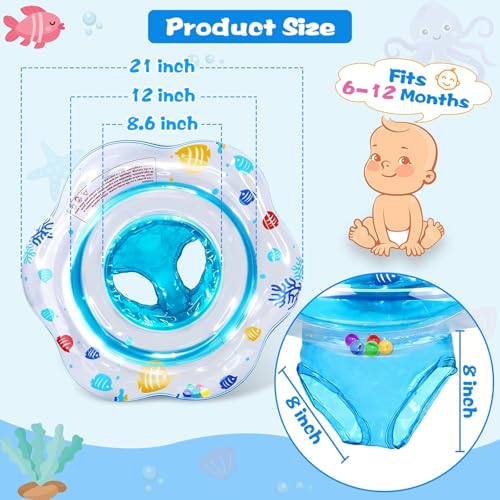 Inflatable Baby Pool Float for Age 6-12 Months with Double Airbag & Safe Seat, Infant Toddler Pool Float for Swim Training, Bathtub Water Play