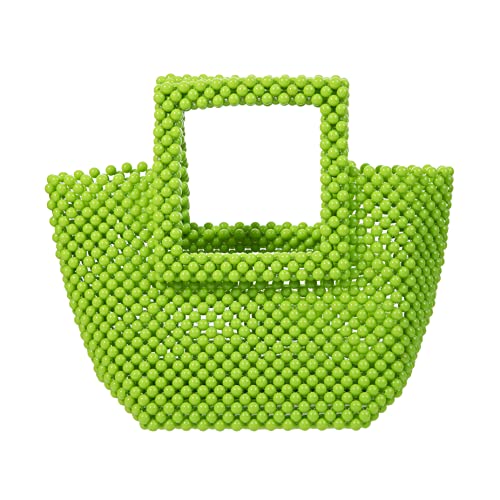 YUSHINY Women Macaron Colored Acrylic Beaded Tote Handmade Bags for Wedding Evening Party (Green)