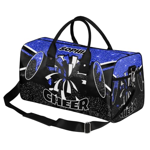 Personalized Cheer Bags for Cheerleaders Custom Sport Duffel Bag Gym Bag Travel Duffle Bag Overnight Weekender Bag with Name Dark Blue Glitter Drops2