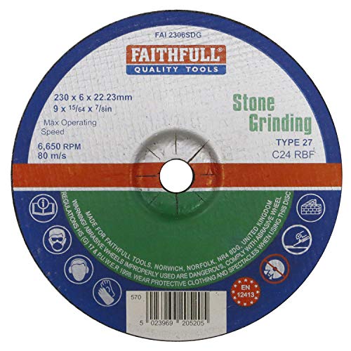 Image of Faithfull FAI2306SDG Stone Grinding Disc Depressed Centre 230 x 6 x 22.23