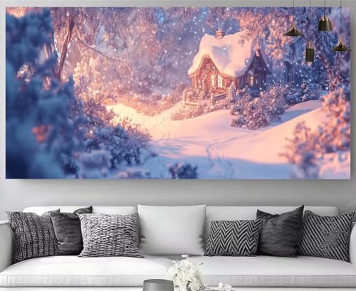 Diamond Painting D'Hiver Forêt | Kit Broderie Complet 5D Point de Croix Strass 40x120cm