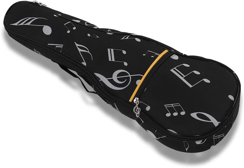 Tiiyee 21in Ukulele Case, Ukulele Padded Bag Oxford Cloth Waterproof Storage Cover with Exterior Front Zipped Accessory Pocket Single Shoulder Adjustable Straps Musical Note Case for Outdoor Travel