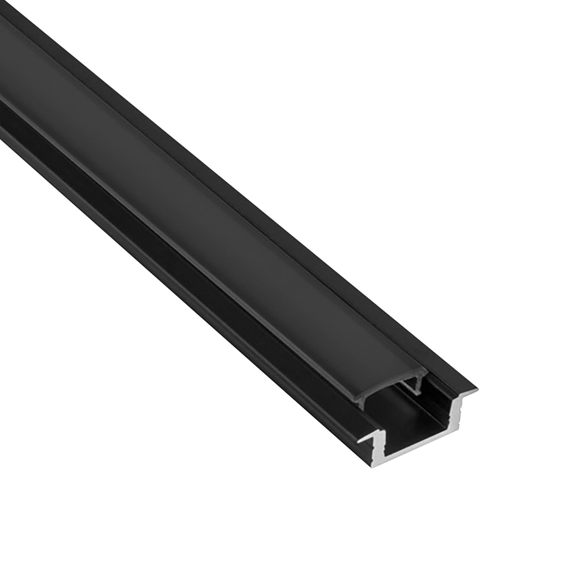 A25 LED Aluprofil Einbauprofil Schwarz 1m Abdeckung schwarz