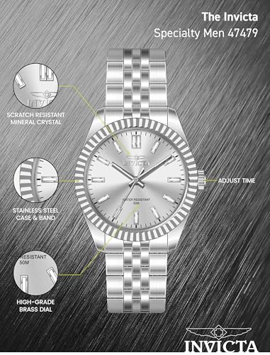 Image of Invicta Specialty Men 43mm Stainless Steel Steel Silver dial PC21 Quartz
