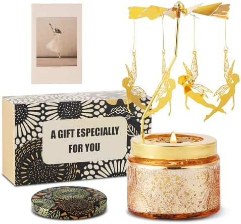 Rotating Angel Candle Gift Set - Scented Soy Wax Candle With Moving Decor For Women