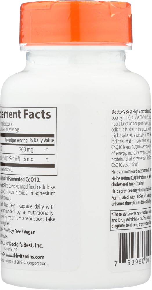 High Absorption CoQ10 with BioPerine, 200mg - 60 vcaps