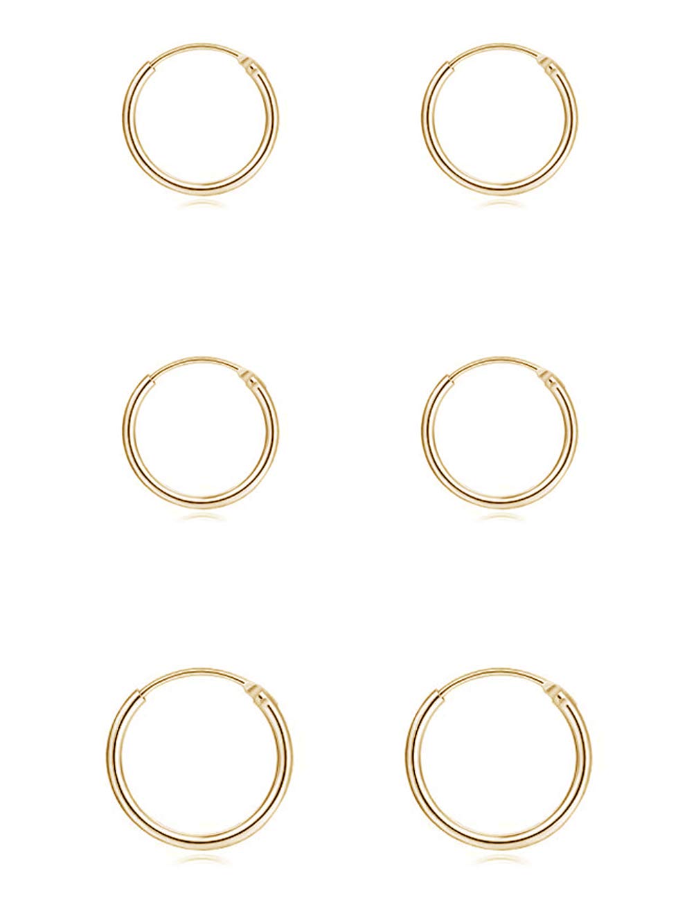 EPIRORA Silver Hoop Earrings for Women Men- Cartilage Earring Endless Small Hoop Earrings Set,3 Pairs of Hypoallergenic 925 Sterling Silver Tragus