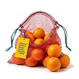 PAMPOLS Pack 100 Sacos de Malla para Naranjas, Cebollas o Frutos Secos con Cierre y Asas | Peso Util 5kg | Malla Red Raschel | Medidas 32x44cm | Color Rojo