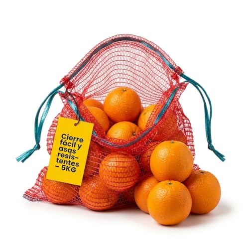 Pampols Pack 100 Sacos De Malla Para Naranjas, Cebollas O Frutos Secos Con Cierre Y Asas Peso Util 5kg Malla Red Raschel Medidas 32x44cm Color Rojo