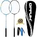 OPPUM 100% Full-Carbon Fiber Professional 2 Player Badminton Racquets Set Super Lightweight Badminton Rackets Including 2 Rackets/1 Carrying Bag/2 Overgrips