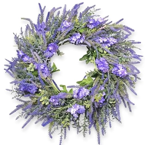 Couronne de lavande artificielle 60 cm pour sublimer une porte en bois