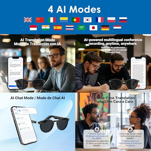 GetD AIメガネ 男女兼用 ChatGPT搭載スマートグラス 147言語のAIリアルタイム翻訳 11時間音楽再生 偏光レンズ付きBluetoothサングラス 日常生活用UV保護 旅行 の商品画像 3
