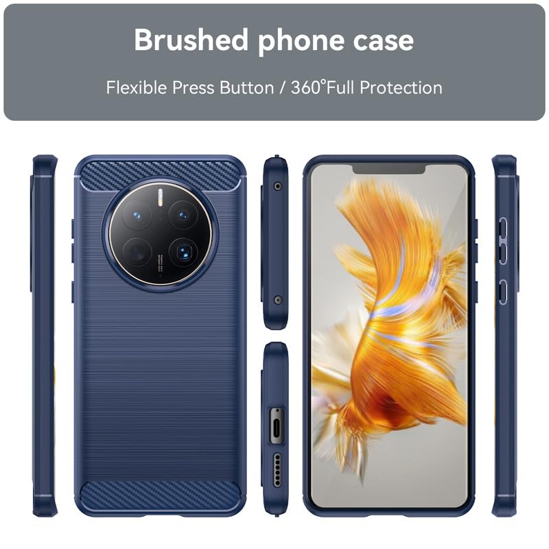 Image of Hybrid Carbon Fiber Back Case for Huawei Mate 50 Pro (Blue)