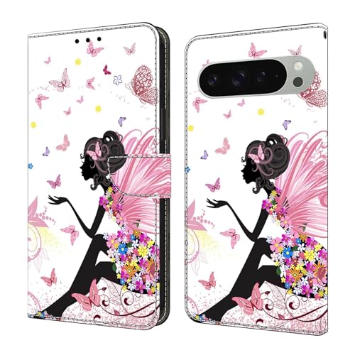 Étui cuir Google Pixel 5XL Dreamy Girl avec finitions soignées et rabat magnétique