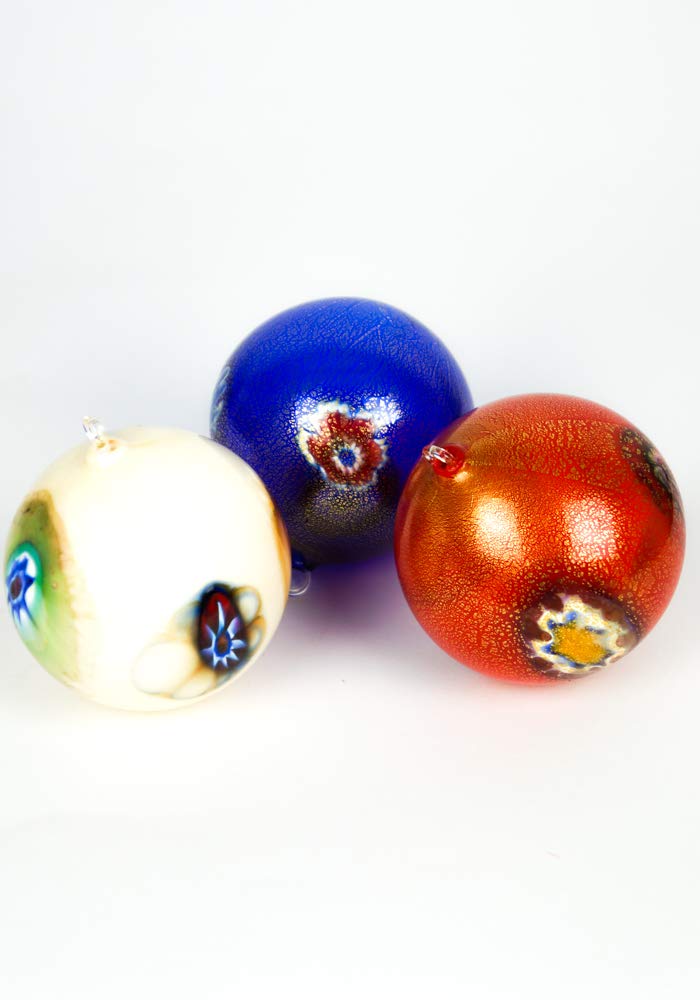MadeMuranoGlass Tris Palline di Natale in Vetro soffiato di Murano