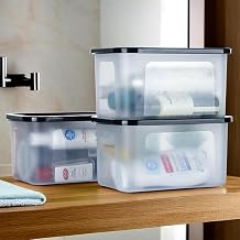 Plastic Airtight Storage Container for Kitchen, Pantry and Home Organization | Multipurpose Stackable Refrigerator Organizer for Snacks, Fruits, Bread and Cosmetics (Set of 2-Transparent)