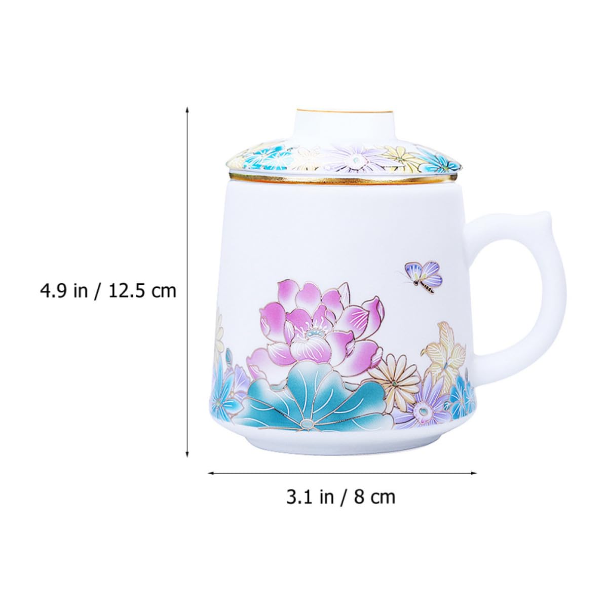 Taza de Cerámica con Filtro y Tapa para Té Resistente al Calor, Fácil de Limpiar, Multiusos Adecuado para Oficina y Hogar, Juego de 1 Set