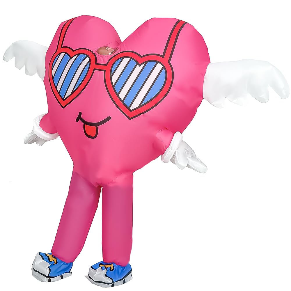 Rafalacy Disfraz inflable de amor para adultos, disfraz de corazón rosa para San Valentín, día de la madre, boda, aniversario
