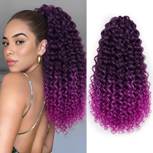 XSASLYET Drawstring Ponytail Extension for Black Women (1B/Purple, 14 Inch)