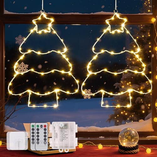 130 LED (2 Stück) Weihnachtsbeleuchtung Fenster, 8 Modi Lichterkette...