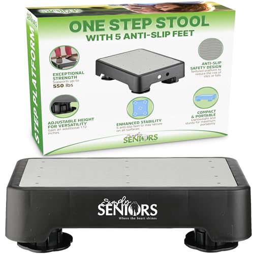 Small Step Stools for Adults - Small Mobility Aid for Seniors - Portable Heavy Duty Plastic Step Platform & Bed Steps for High Beds for Adults - Assist Device for Kitchen Bathroom Toilet - Kids Stool