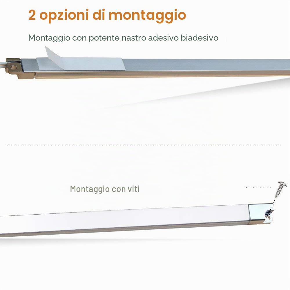 Cefrank Kit di 6 barre luminose collegabili, strisce LED sotto mobili illuminanti, 300 mm x 6, con interruttore (bianco caldo, 3000K)