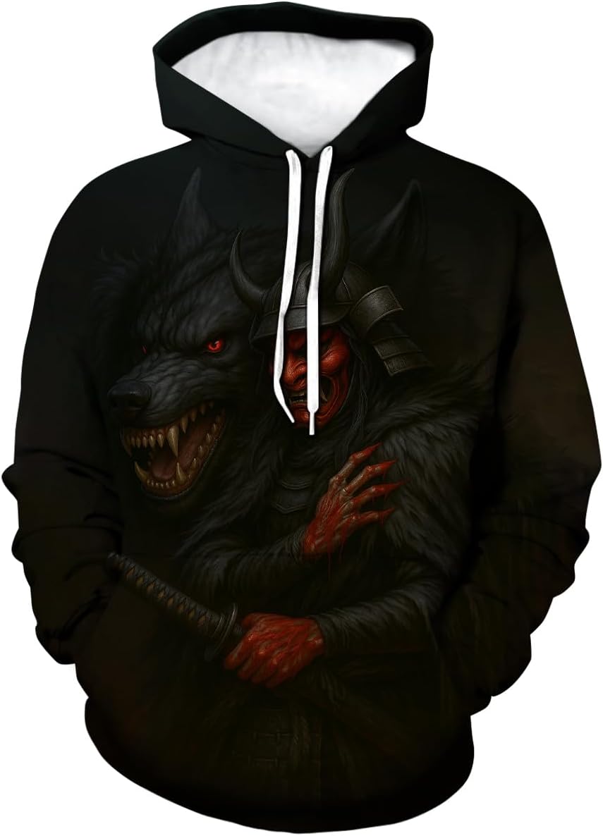 Novelty Long Sleeve Hoodie Funny Fashion Samurai Anime Sweatshirts - Image 2