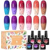 MEET ACROSS Color Changing Jelly Eggshell Gel Nail Polish Set Gel Polish Kit Soak Off UV Led Lamp Ne