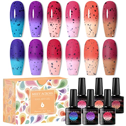 Meet Across Color Changing Jelly Eggshell Gel Nail Polish Set Gel Polish Kit Soak Off Uv Led Lamp Needed With Gifts Box For Nail Art Salon Design Manicure Starter Set (Color Changing) #TOP11
