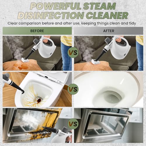 Image of Saker Pressurized Handheld Steam Cleaner,Steam Disinfection Cleaner,Portable Steam Cleaner for Home,1050W Steam Cleaner,Quick Heating & Deep Cleaning of Floors, Cars, and Kitchen with 5 Fiber Cloths