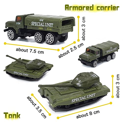 CORPER TOYS Army Vehicle Toy Set Diecast Military Model Cars Metal Army Playset Helicopter Tank Truck Armored Car for Kids Pack of 5 Pieces - Thumbnail 4