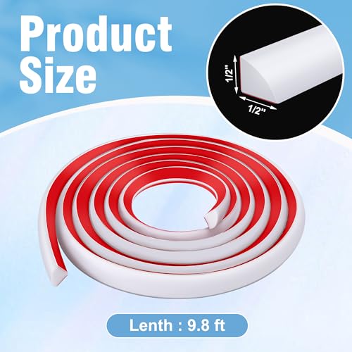 moonoom 118 inch Flexible Quarter Round Molding, 1/2" Self-Adhesive Trim Molding, Waterproof Wall Quarter Round Trim for Wall Edge Corner Base of Staircase Cabinet Edge Countertops by moonoom - Image 2