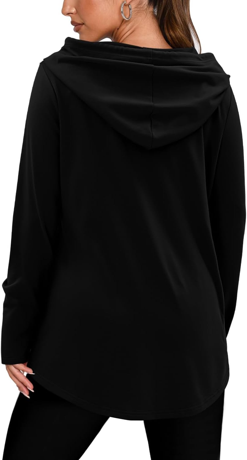 BETTE BOUTIK Womens Quarter Zip Tunic Hoodies Pullover Long Hooded Sweatshirts S-3XL - Image 5