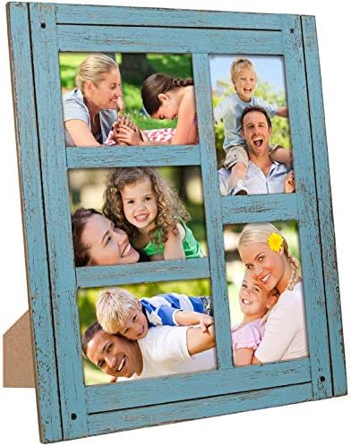 EXCELLO GLOBAL PRODUCTS Collage Picture Frames from Rustic Distressed Wood: Holds Five 4x6 Photos - EGP-HD-0087